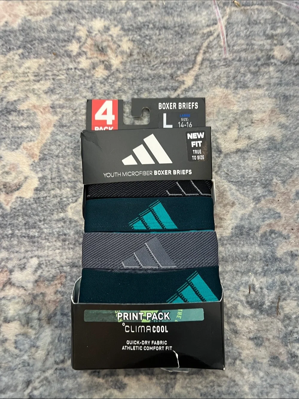 adidas Youth Boxer Briefs Pack - Teal & Gray